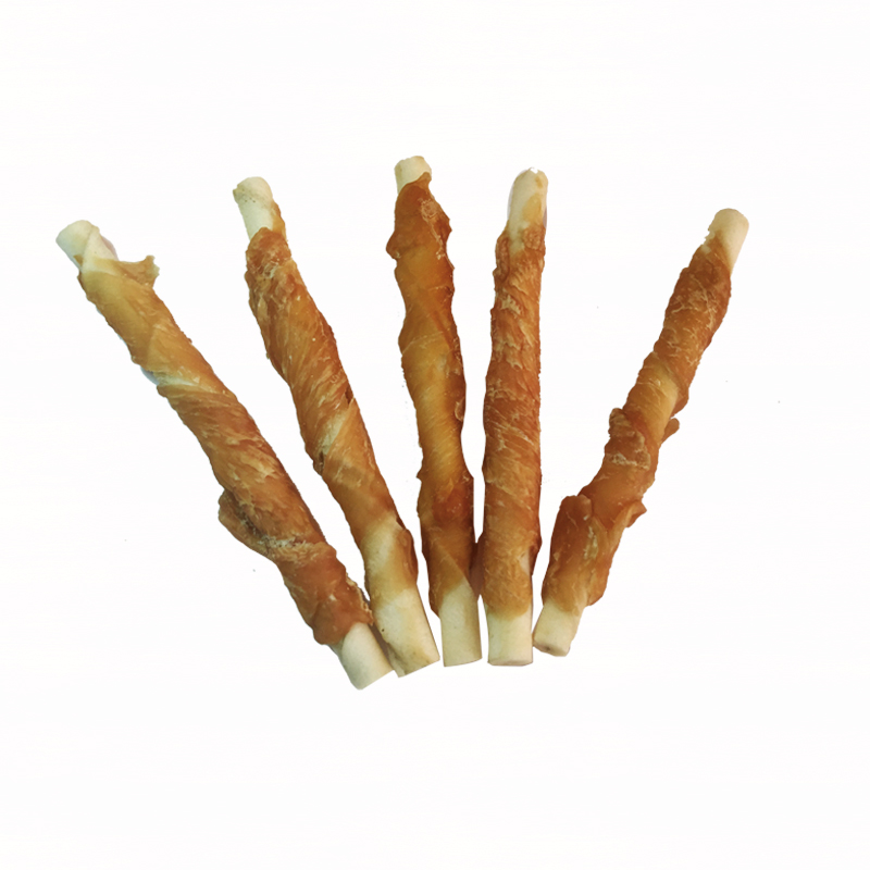 Chicken wrapped rawhide sticks