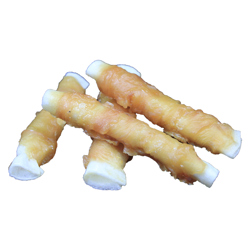 Chicken wrapped rawhide strips