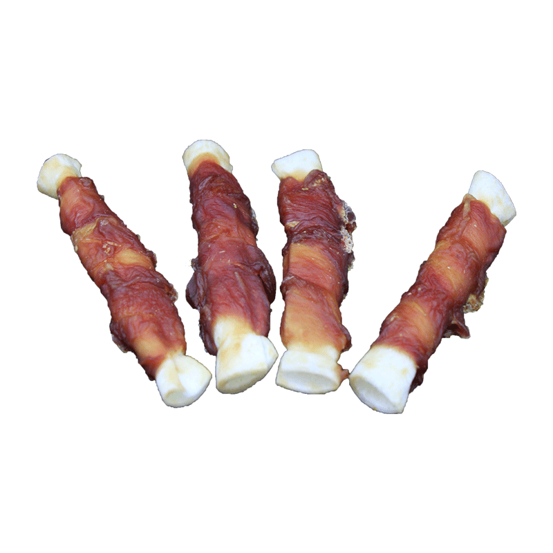 Duck wrapped rawhide strips